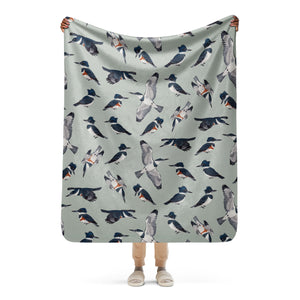 Belted Kingfishers Sherpa Blanket (Vertical)