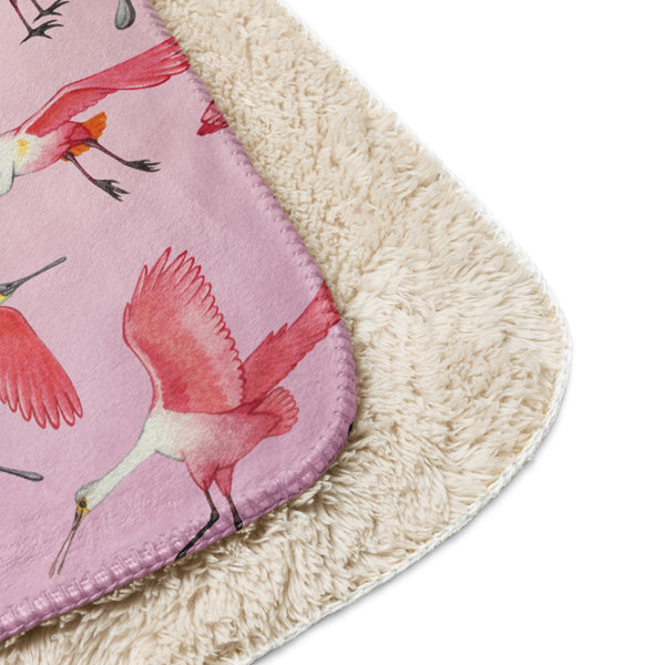 Roseate Spoonbills Sherpa Blanket (Vertical)