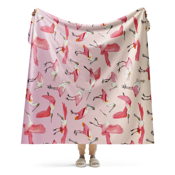Roseate Spoonbills Sherpa Blanket (Vertical)