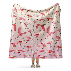 Roseate Spoonbills Sherpa Blanket (Horizontal)