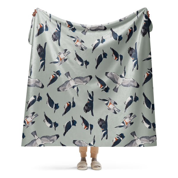 Belted Kingfishers Sherpa Blanket (Vertical)