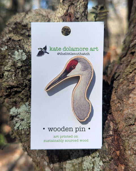 Sandhill Crane Wooden Pin