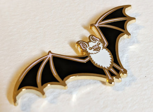 Bat Enamel Pin Angled View