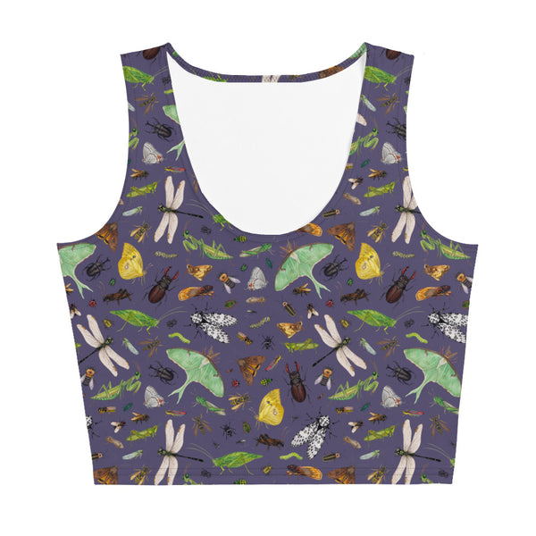 Insects Sleeveless Crop Top - Purple