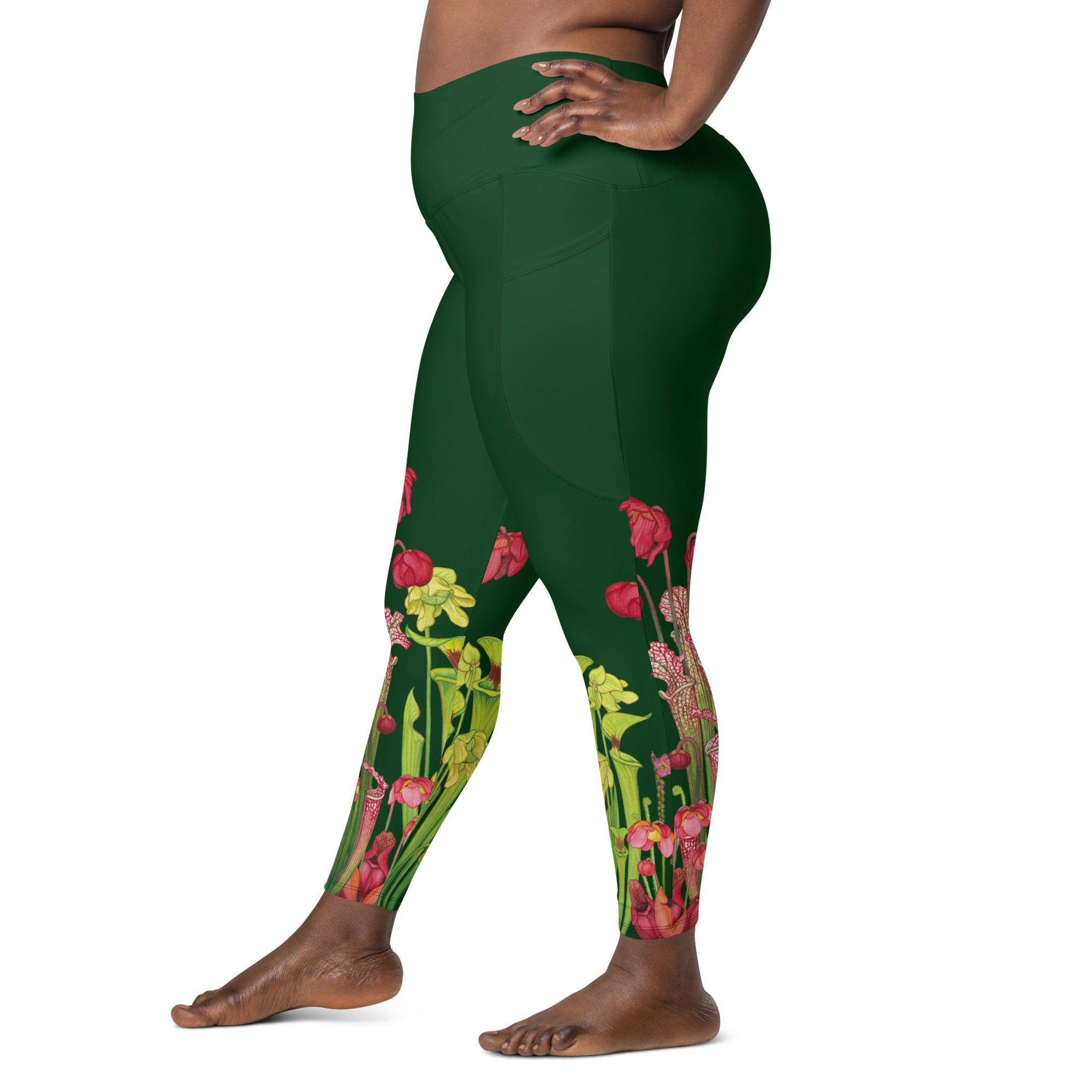 Pitcher Plant Bog in Green Leggings with Pockets