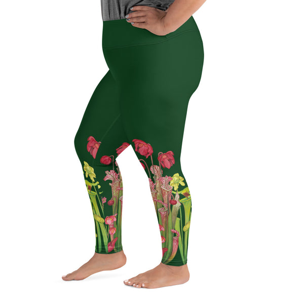Pitcher Plant Bog in Green All-Over Print 2XL-6XL Leggings