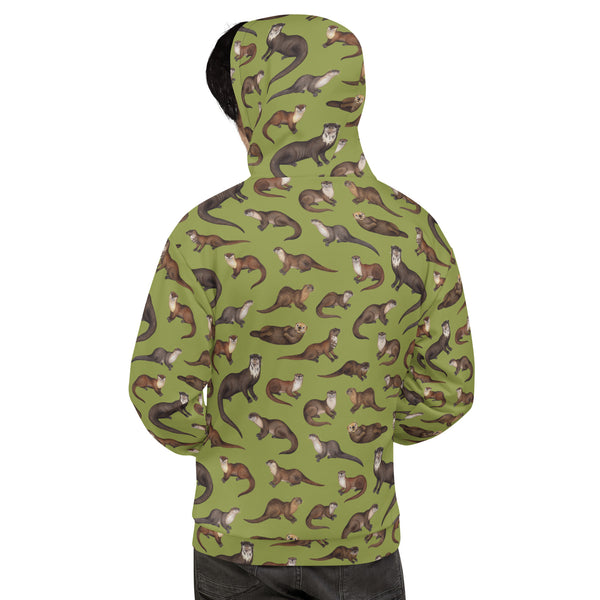 Otters Olive Unisex Hoodie