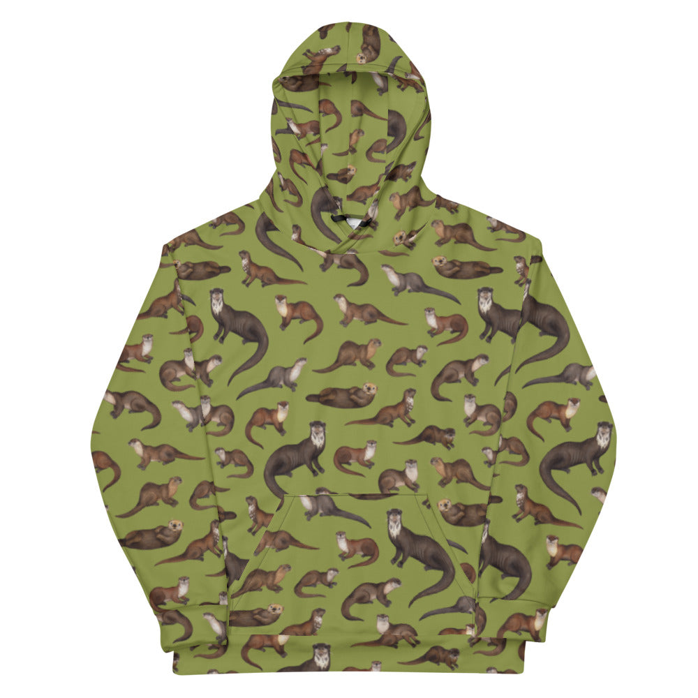 Otters Olive Unisex Hoodie