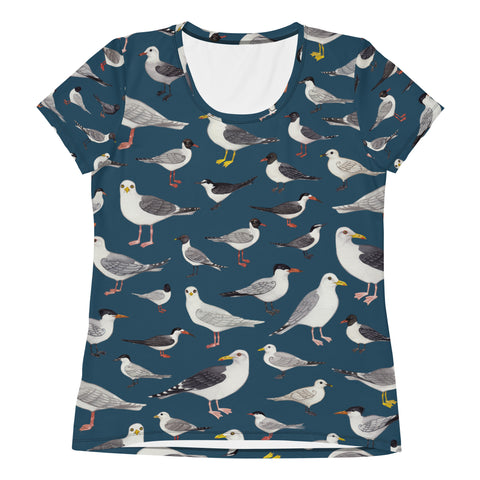 Gulls & Terns All-Over Print Women's Athletic T-shirt