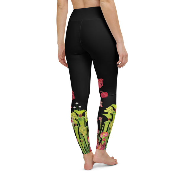 Pitcher Plant Bog in Black All-Over Print XS-XL Leggings