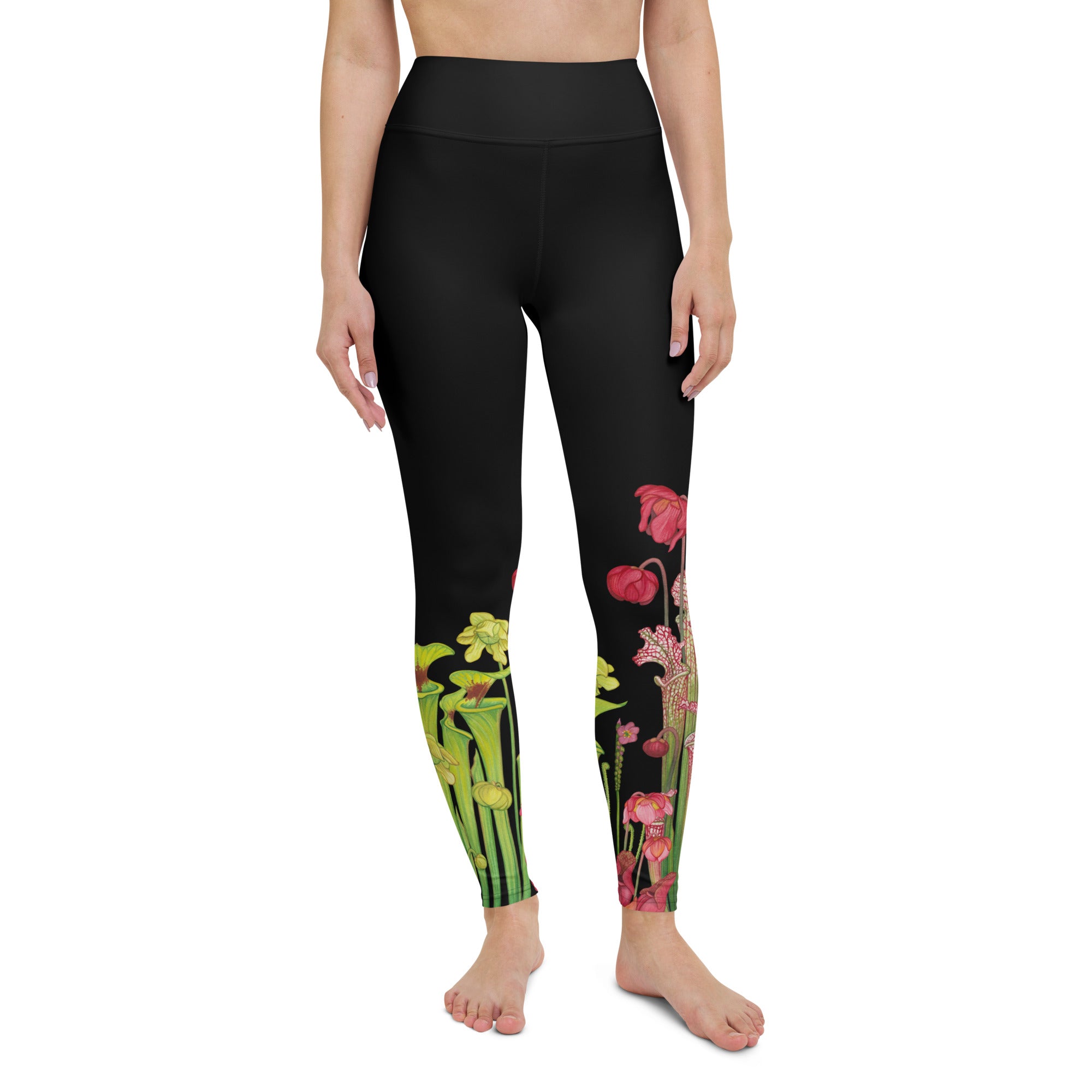 Pitcher Plant Bog in Black All-Over Print XS-XL Leggings