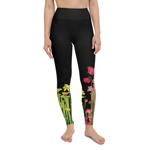 Pitcher Plant Bog in Black All-Over Print XS-XL Leggings
