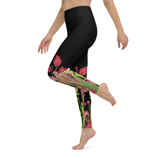 Pitcher Plant Bog in Black All-Over Print XS-XL Leggings