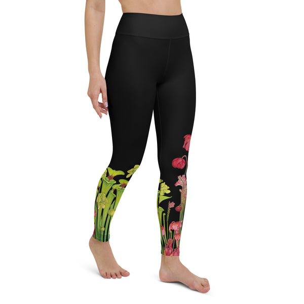 Pitcher Plant Bog in Black All-Over Print XS-XL Leggings