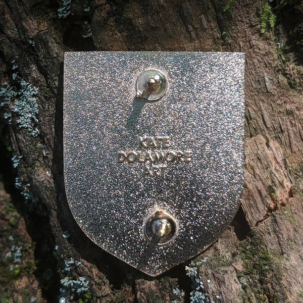 Birder Badge Enamel Pin - Back with Name Stamped