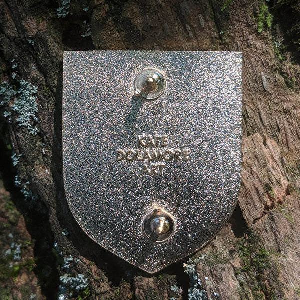 Birder Badge Enamel Pin - Back with Name Stamped