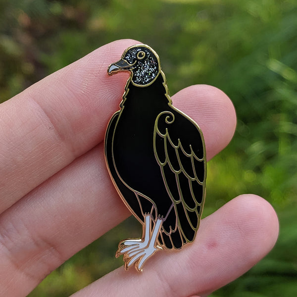 Black Vulture Enamel Pin