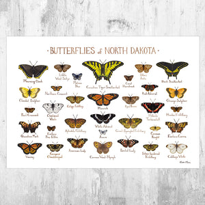 North Dakota Butterflies Field Guide Art Print