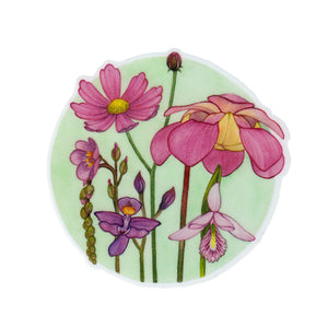 Pink Bog Plants Vinyl Sticker