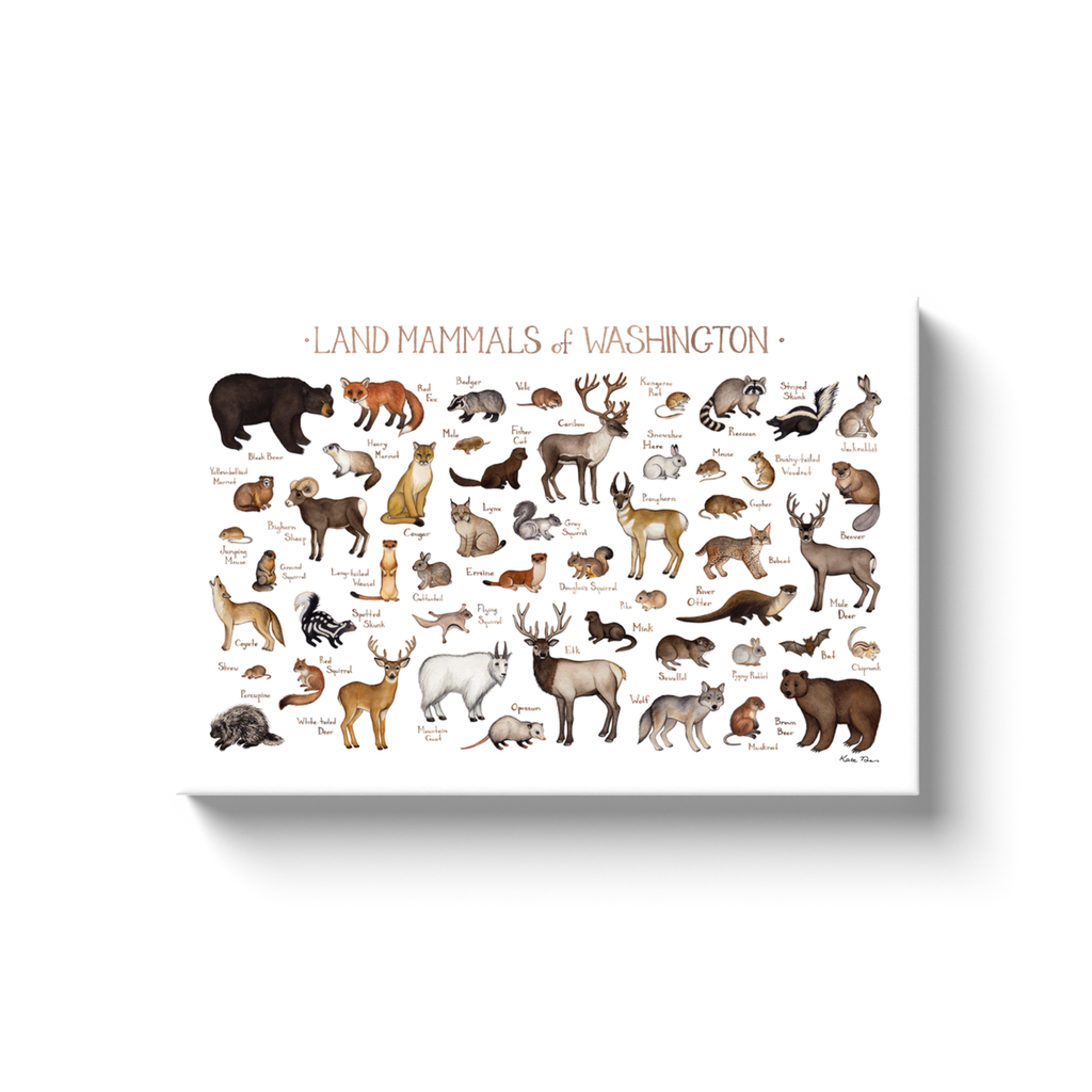 Washington Land Mammals Ready to Hang Canvas Print