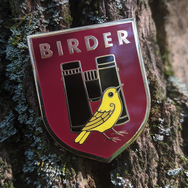Birder Badge Enamel Pin - Burgundy