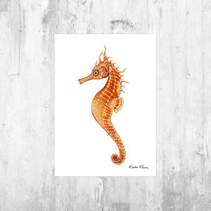 Seahorse (Orange) Art Print