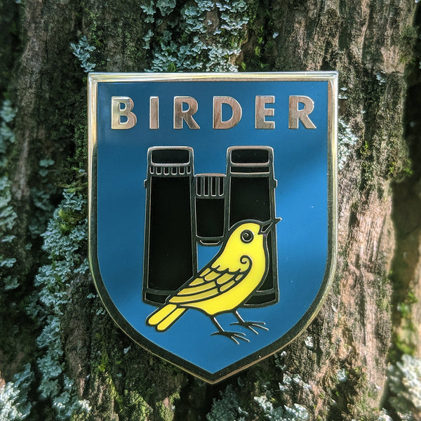 Birder Badge Enamel Pin - Dark Teal